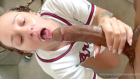 Ebony brunette gets her pussy fucked by a big black cock