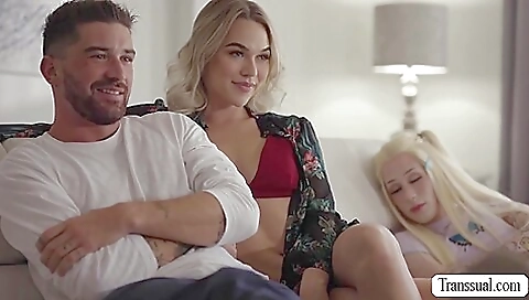 Blonde stepsister with tight ass sucks and rides a dick