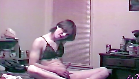 Busty amateur beauty with nice curves is in lingerie