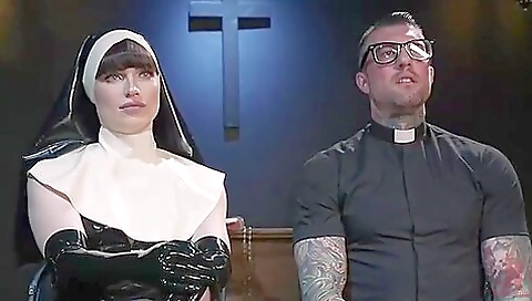 A brunette with a great look on her face is whipped