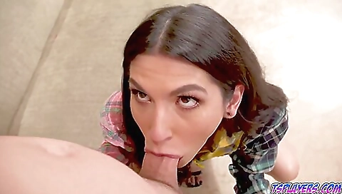 Brunette babysitter fucked in anal in a blowjob scene