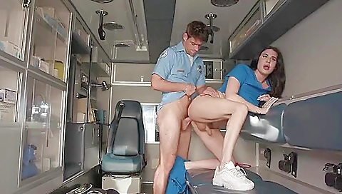 Transsexual nurse with a tattooed ass rimming for big cock