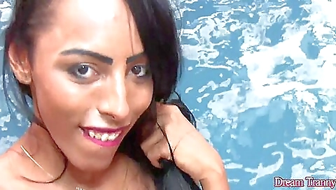 Big tits brunette plays with her pussy and her tits