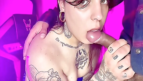 Bareback gangbang with a blonde who is willing to play with a dick